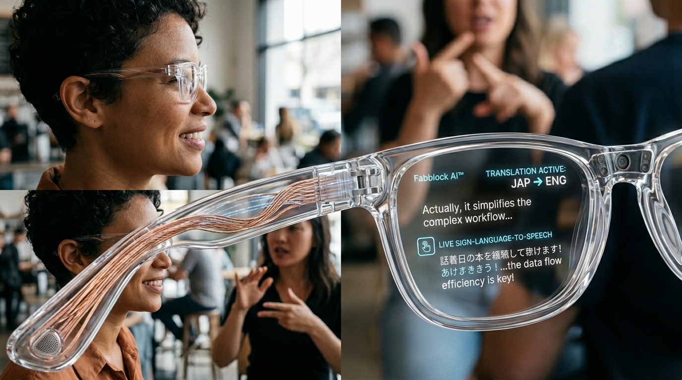 FABBLOCK Waveguide HUD Real-Time Sign Language Translation Concept